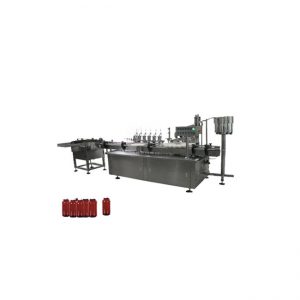 Begiradun botila txikia, iltze poltsa betetzeko makina eta kaputxatzeko makina